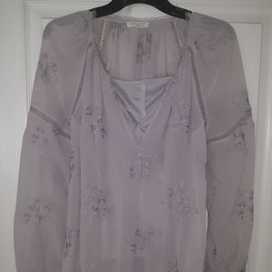 Lovestitch Boho Sheer Chiffon Blouse Attached Cami Size S